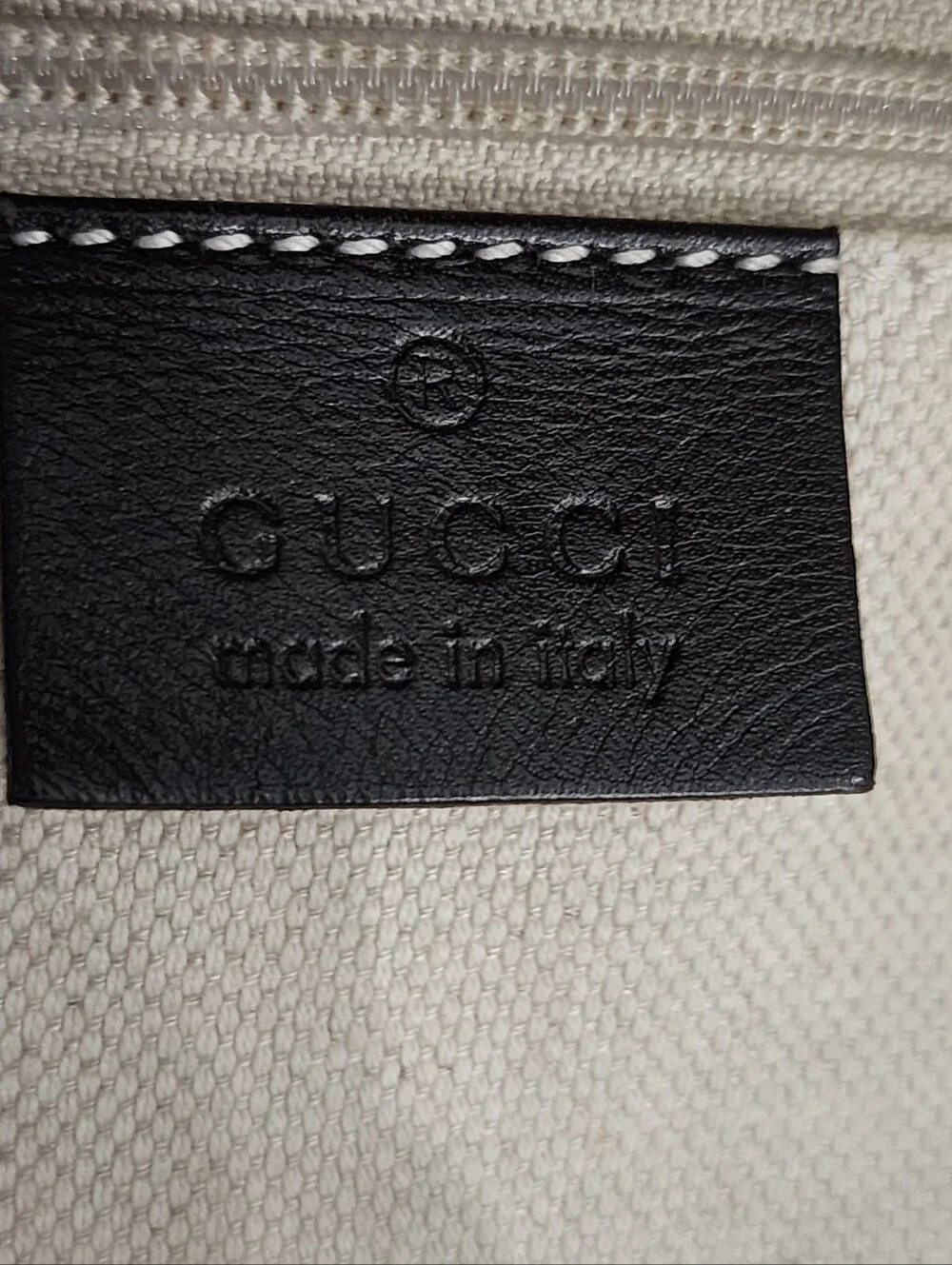 Gucci Beige GG Canvas Shoulder Bag with Brown Trim